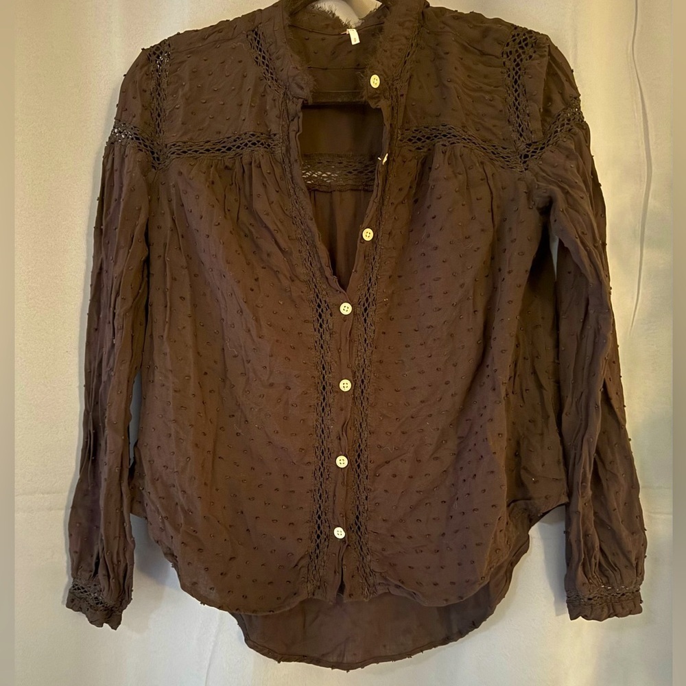 Free People Everyday Girls Swiss Dot Lace Blouse – Women’s Size Small